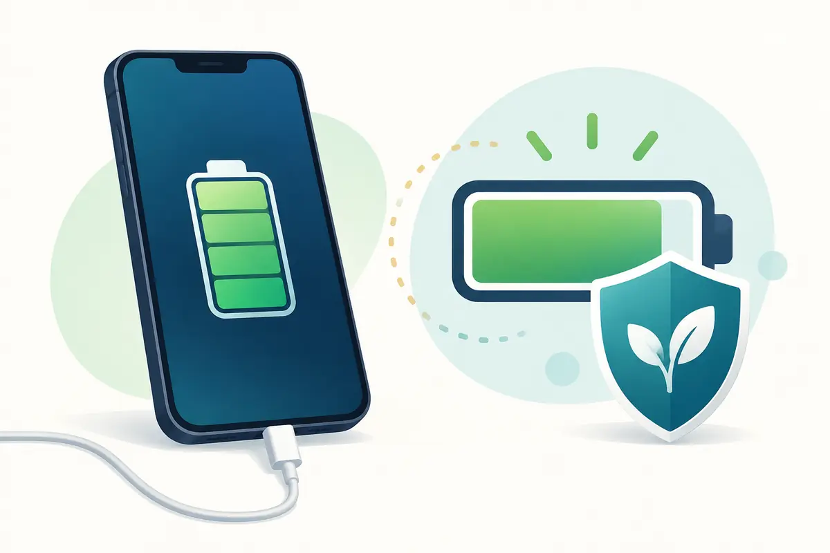 Smartphone charging to a full battery with a protection shield