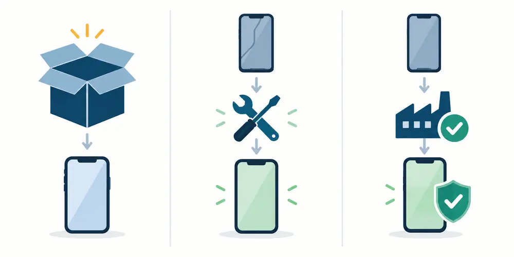 Open-box, seller-refurbished, and manufacturer-refurbished device paths